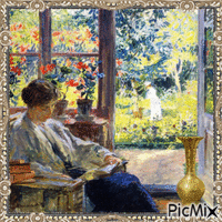 READING BY THE WIBDOW 动画 GIF