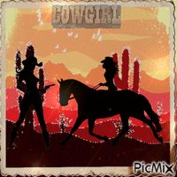 Cowgirl-Silhouette - Gratis geanimeerde GIF