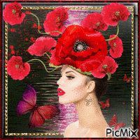 Beauty, poppies and butterflies animovaný GIF