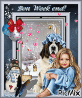 la Petite fille et son chien - Безплатен анимиран GIF