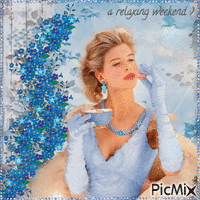 A relaxing Weekend. Lady in blue - Δωρεάν κινούμενο GIF