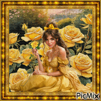 mujer amarillo - Δωρεάν κινούμενο GIF