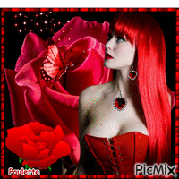 portrait en rouge et noir - Gratis animerad GIF