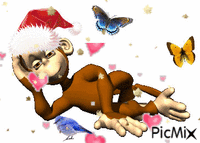 Monkey Christmas - Zdarma animovaný GIF