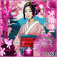 Asiatische Frau in Rosa - Free animated GIF