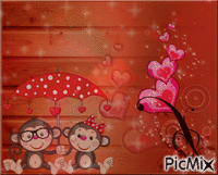 Singes et parapluie - Ücretsiz animasyonlu GIF