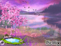 Paisaje rosado - GIF animé gratuit
