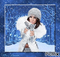 femme et neige анимиран GIF