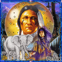 Amérindiens et éléphants - GIF animado grátis