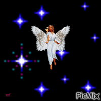 un ange parmi les etoiles - GIF animé gratuit