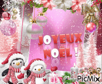 Joyeux Noël rose animēts GIF