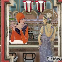 Red and Blue Art Deco - фрее пнг