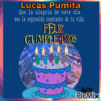 Feliz Cumple Lucas Pumita - GIF animé gratuit