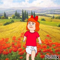 Baby in field GIF animasi
