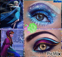 Portrait Woman Eyes Colors Elsa Ana Disney Frozen Deco Glitter Glamour Makeup Animiertes GIF