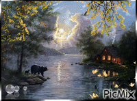 La cabaña en el lago animovaný GIF