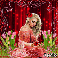 Dos en fleurs rose et rouge - Free animated GIF