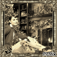 Audrey Hepburn Winter/Weihnachten - Sepia