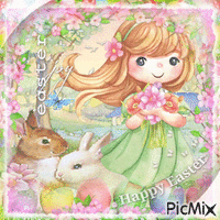 Easter Chibi doll pastel - GIF animasi gratis