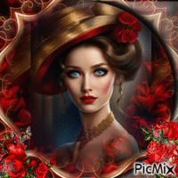 Una mujer elegante con sombrero - Free animated GIF