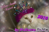 buon anno 2016 gatto GIF animé