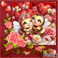 Valentine's Day Bee Family - Free animated GIF