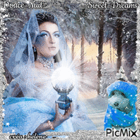 "Femme d'hiver avec sa lumière magique" - GIF animé gratuit