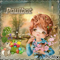 Poulbot -Pâques avec un Lapin animovaný GIF
