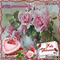 Joyeux Anniversaire  _  Happy Birthday ......... ♥ - Бесплатный анимированный гифка