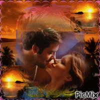 the couple at sunset - GIF animate gratis
