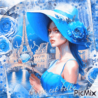 Paris blue woman vintage - Darmowy animowany GIF