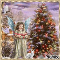 Engel und Weihnachtsbaum