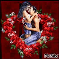 Couple et roses rouges - png gratis