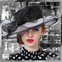 Vintage lady in black and white - Free animated GIF