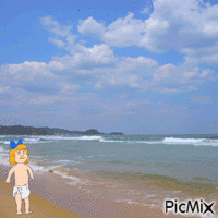 Kodachrome beach baby animovaný GIF