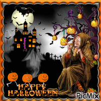 Halloween et sorcière - Δωρεάν κινούμενο GIF