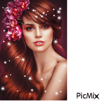 Lady with Pink Flowers - GIF animate gratis