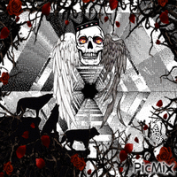 tête de mort ange et démon - GIF animé gratuit