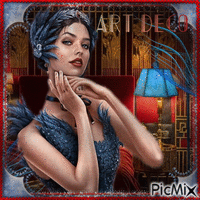 Rote und blaue Art Deco - Besplatni animirani GIF
