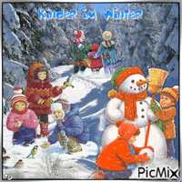 Kinder im Winter - 無料のアニメーション GIF