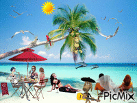 на пляже - Безплатен анимиран GIF