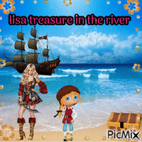 lisa treasure in the river - Бесплатный анимированный гифка