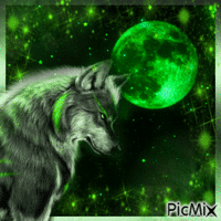 Neon green wolf GIF animé
