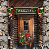 Weihnachtskranz an einer Tür - besplatni png