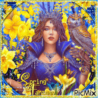 Fantasy in Blue and Yellow - GIF animé gratuit