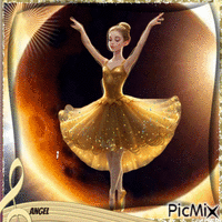 Ballet dancer over the moon! 动画 GIF