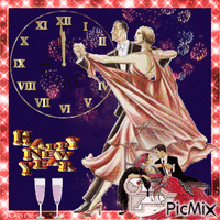 Happy New Year - Couple vintage - Безплатен анимиран GIF