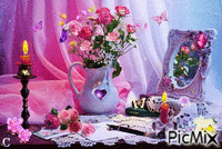 Roses and butterflies animerad GIF