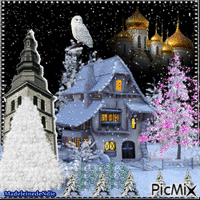 petit village en hiver animovaný GIF