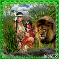 femme et son lion